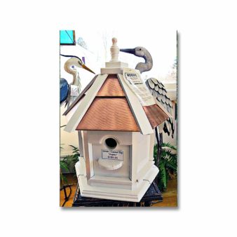 Gazebo Painted Copper Top Bird House, available at The Audubon Shop, the best shop for bird watchers, Madison CT 