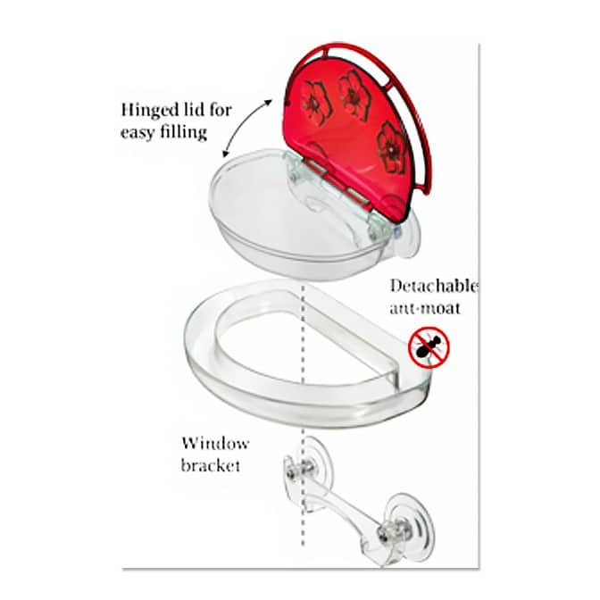 Aspects Jewel Box Window Hummingbird Feeder, available at The Audubon Shop, the best shop for Hummingbird bird feeders, Madison CT