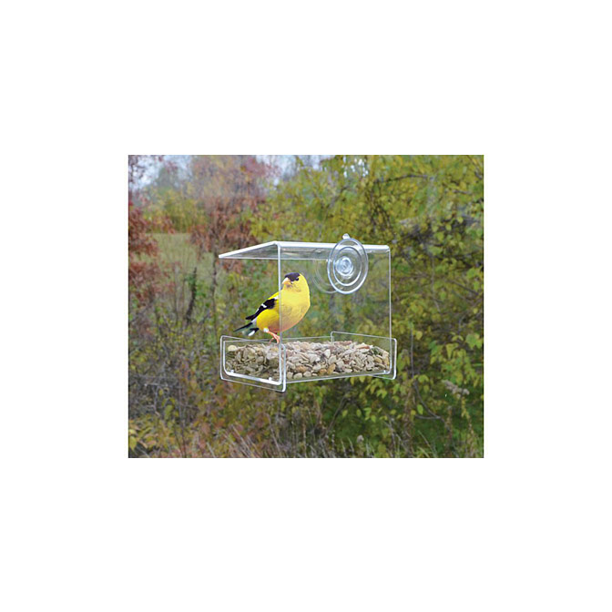 1 x Plastic Clear House Window Bird Feeder Birdhouse Pet With Supplies Y8V6 
