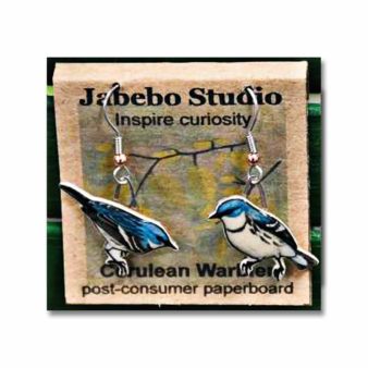Cerulean Warbler Earrings, available at The Audubon Shop, the best shop for bird watchers, Madison CT