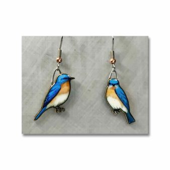 Eastern Bluebird Earrings, available at The Audubon Shop, the best shop for bird watchers, Madison CT