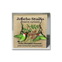 Jabebo Ruby-throated Hummingbird Earrings, available at The Audubon Shop, the best shop for bird watchers, Madison CT