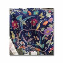 Hummingbirds with Flowers Scarf, Navy, available at The Audubon Shop, the best shop for bird watchers, Madison CT