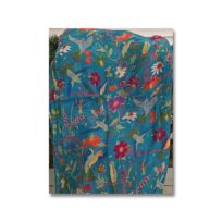 Hummingbirds with Flowers Scarf, Teal, available at The Audubon Shop, the best shop for bird watchers, Madison CT