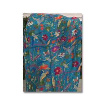 Hummingbirds with Flowers Scarf, Teal, available at The Audubon Shop, the best shop for bird watchers, Madison CT