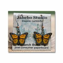 Jabebo Monarch Butterfly Earrings, available at The Audubon Shop, the best shop for nature lovers, Madison CT