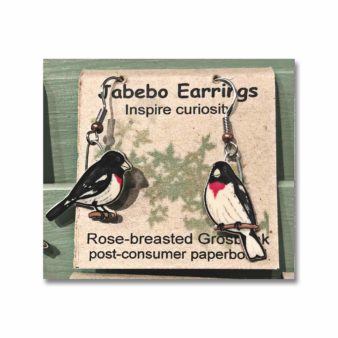 Rose-breasted Grosbeak Earrings, available at The Audubon Shop, the best shop for bird watchers, Madison CT