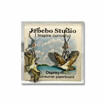 Jabebo Osprey Earrings, available at The Audubon Shop, the best shop for bird watchers, Madison CT