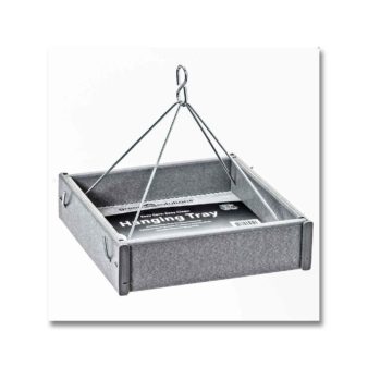 Green Solutions 10x10 Hanging Tray Feeder in Gray, available at The Audubon Shop, the best shop for bird watchers, Madison CT