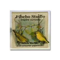 Jabebo Yellow Warbler Earrings, available at The Audubon Shop, the best shop for bird watchers, Madison CT