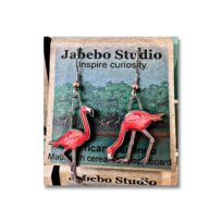 Jabebo American Flamingo Earrings, available at The Audubon Shop, the best shop for bird watchers, Madison CT