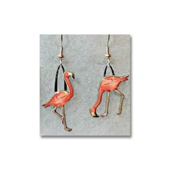 abebo American Flamingo Earrings, available at The Audubon Shop, the best shop for bird watchers, Madison CT