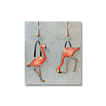 abebo American Flamingo Earrings, available at The Audubon Shop, the best shop for bird watchers, Madison CT