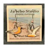 Jabebo Red Knot Earrings, available at The Audubon Shop, the best shop for bird watchers, Madison CT