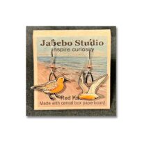 Jabebo Red Knot Earrings, available at The Audubon Shop, the best shop for bird watchers, Madison CT