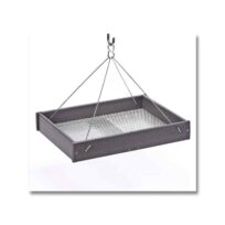 Large Hanging Recycled Plastic Platform Bird Feeder in Gray, available at The Audubon Shop, the best shop for bird watchers, Madison CT
