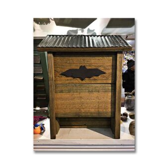 Rustic Farmhouse Bat Shelter, available at The Audubon Shop, the best shop for birders, Madison, CT