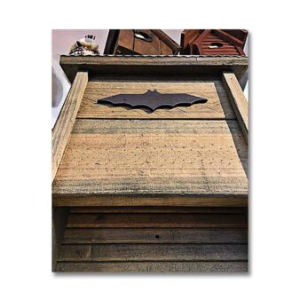 Rustic Farmhouse Bat Shelter, available at The Audubon Shop, the best shop for birders, Madison, CT