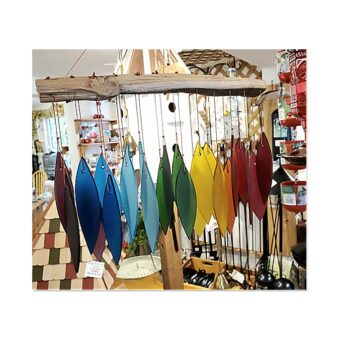 Rainbow and Driftwood Wind Chime, available at The Audubon Shop, the best shop for nature lovers, Madison CT