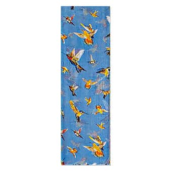 Hummingbird Scarf in Blue, available at The Audubon Shop, the best shop for bird watchers, Madison CT