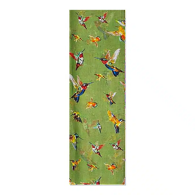 Hummingbird Scarf Green, available at The Audubon Shop, the best shop for bird watchers, Madison CT