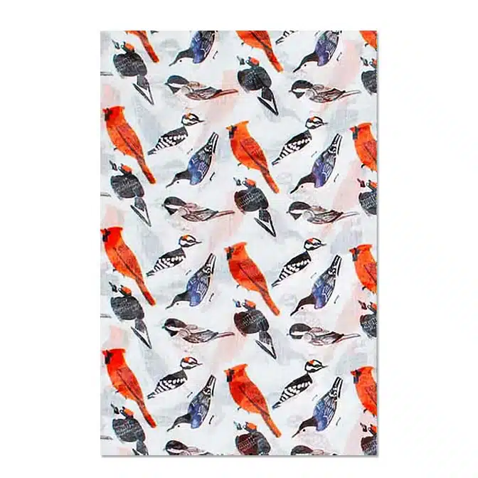 Song Birds Scarf in Light Aqua, available at The Audubon Shop, the best shop for bird watchers, Madison CT