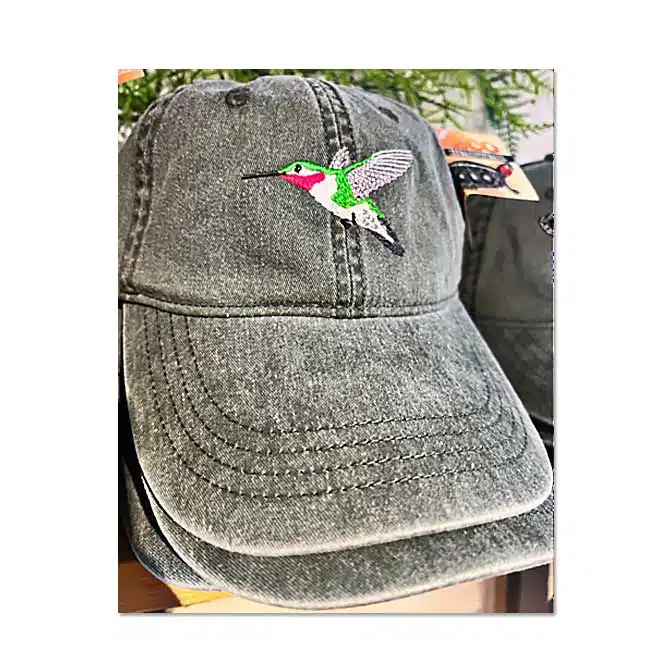Eco Wear Embroidered Caps, available at The Audubon Shop, the best shop for bird watchers, Madison CT