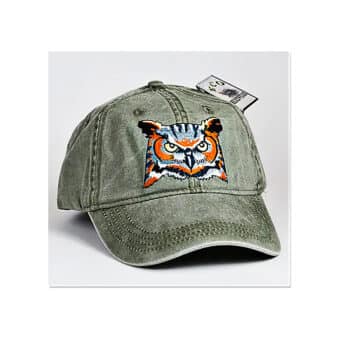 Eco Wear Embroidered Great-horned Owl Cap, available at The Audubon Shop, the best shop for bird watchers, Madison CT
