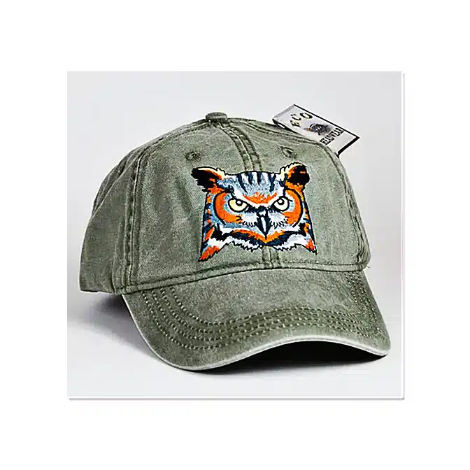Eco Wear Embroidered Great-horned Owl Cap, available at The Audubon Shop, the best shop for bird watchers, Madison CT