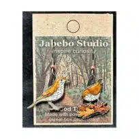 Jabebo Wood Thrush Earrings, available at The Audubon Shop, the best shop for bird watchers, Madison CT