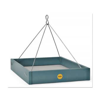Large Hanging Recycled Plastic Platform Bird Feeder in Lake Blue, available at The Audubon Shop, the best shop for bird watchers, Madison CT