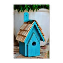 Classic Cypress Nesting Box Teal, available at The Audubon Shop, the best shop for bird watchers, Madison CT