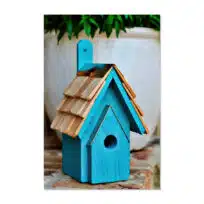 Classic Cypress Nesting Box Teal, available at The Audubon Shop, the best shop for bird watchers, Madison CT