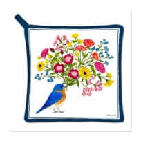 Bluebird Heat Resistant Potholder, available at The Audubon Shop, the best shop for nature gifts, Madison CT