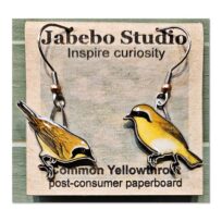 Jabebo Common Yellowthroat Earrings, available at The Audubon Shop, the best shop for nature gifts, Madison CT