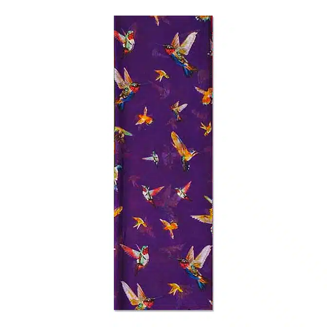 Hummingbird Scarf Purple, available at The Audubon Shop, the best shop for bird watchers, Madison CT