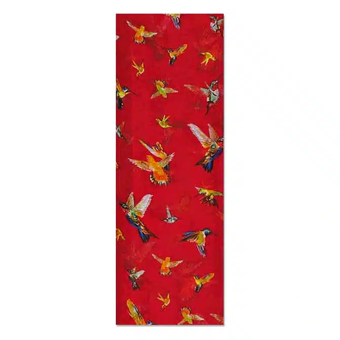 Hummingbird Scarf Red, available at The Audubon Shop, the best shop for bird watchers, Madison CT