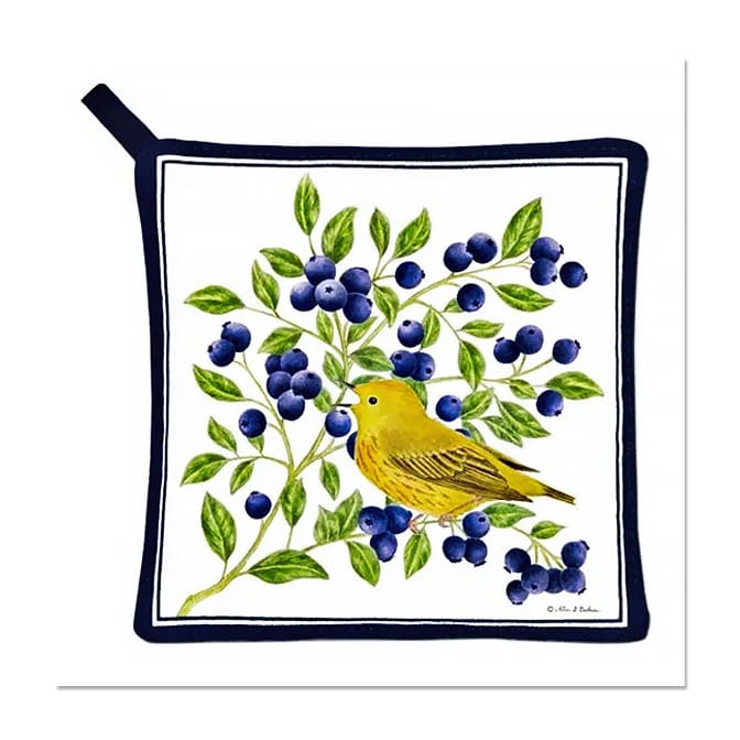 Yellow Warbler Heat Resistant Potholder, available at The Audubon Shop, the best shop for nature gifts, Madison CT