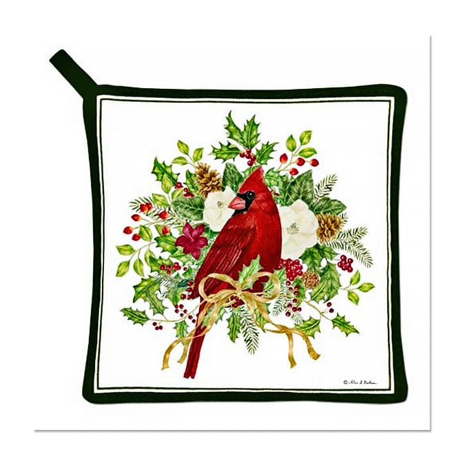 Winter Cardinal Heat Resistant Potholder, available at The Audubon Shop, the best shop for nature gifts, Madison CT