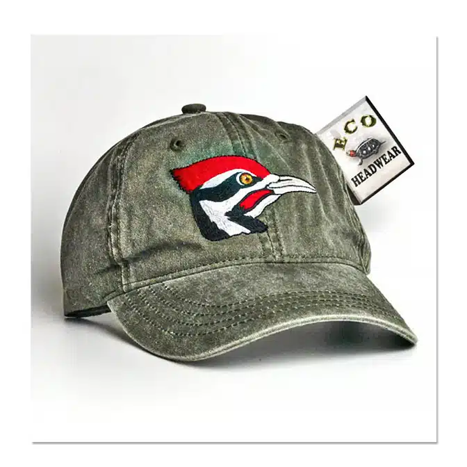 Pileated Woodpecker Embroidered Cap, available at The Audubon Shop, the best shop for people who love birds, Madison CT