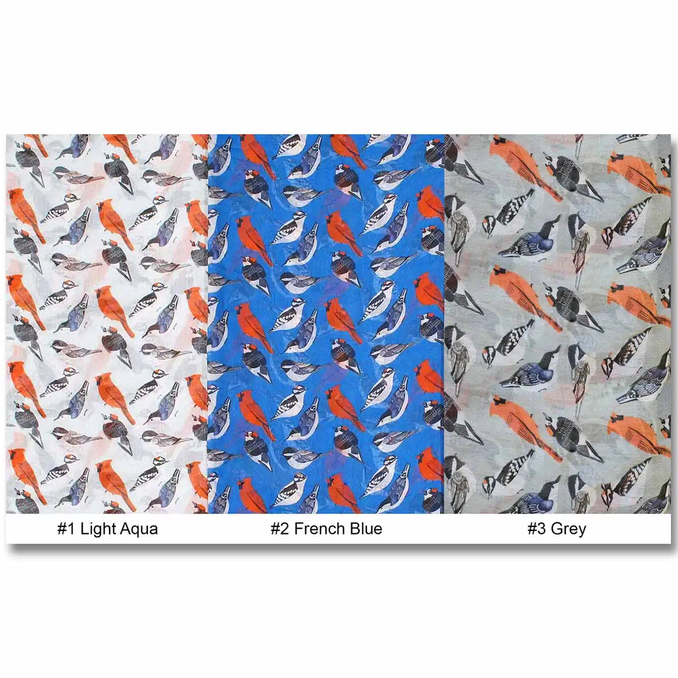 Songbird Scarves Multi-colors, available at The Audubon Shop, the best shop for nature gifts, Madison CT