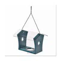 Bluebird Feeder in Blue Recycled Plastic, available at The Audubon Shop, the best shop for bird feeders, Madison CT