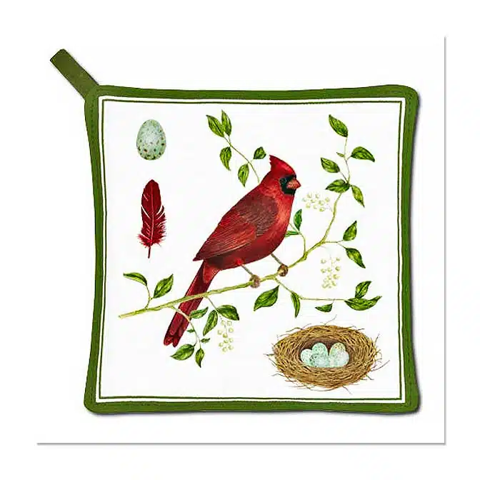 Cardinal Nest Potholder, available at The Audubon Shop, the best shop for nature gifts, Madison CT