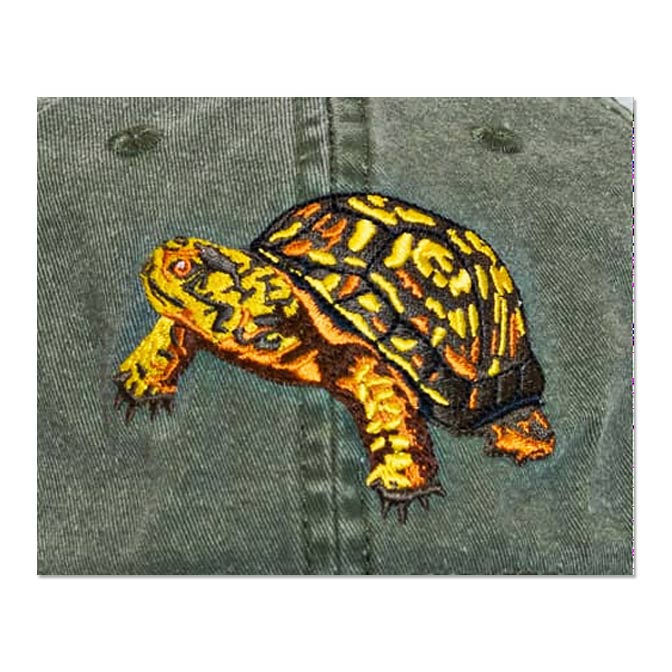 Box Turtle Embroidered Cap, available at The Audubon Shop, the best shop for people who love birds, Madison CT