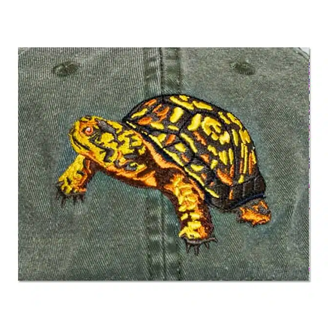 Box Turtle Embroidered Cap, available at The Audubon Shop, the best shop for people who love birds, Madison CT